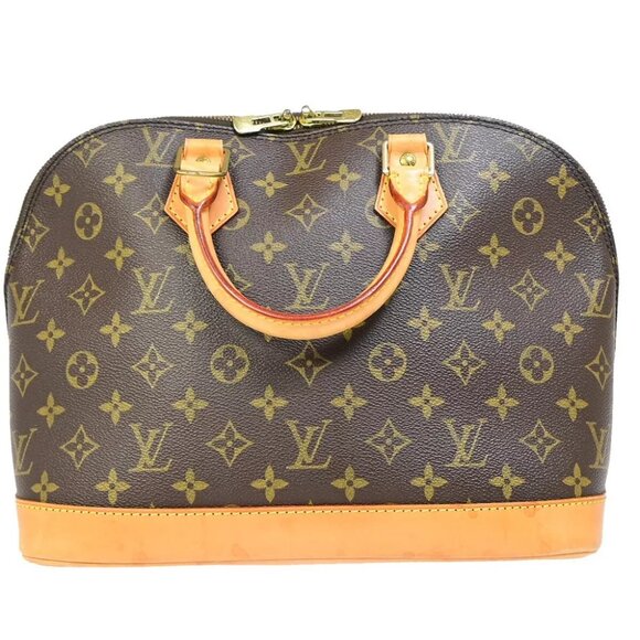 LOUIS VUITTON LV Logo Alma Hand Bag Monogram Leather Brown France M51130 73RJ880 - Picture 3 of 16